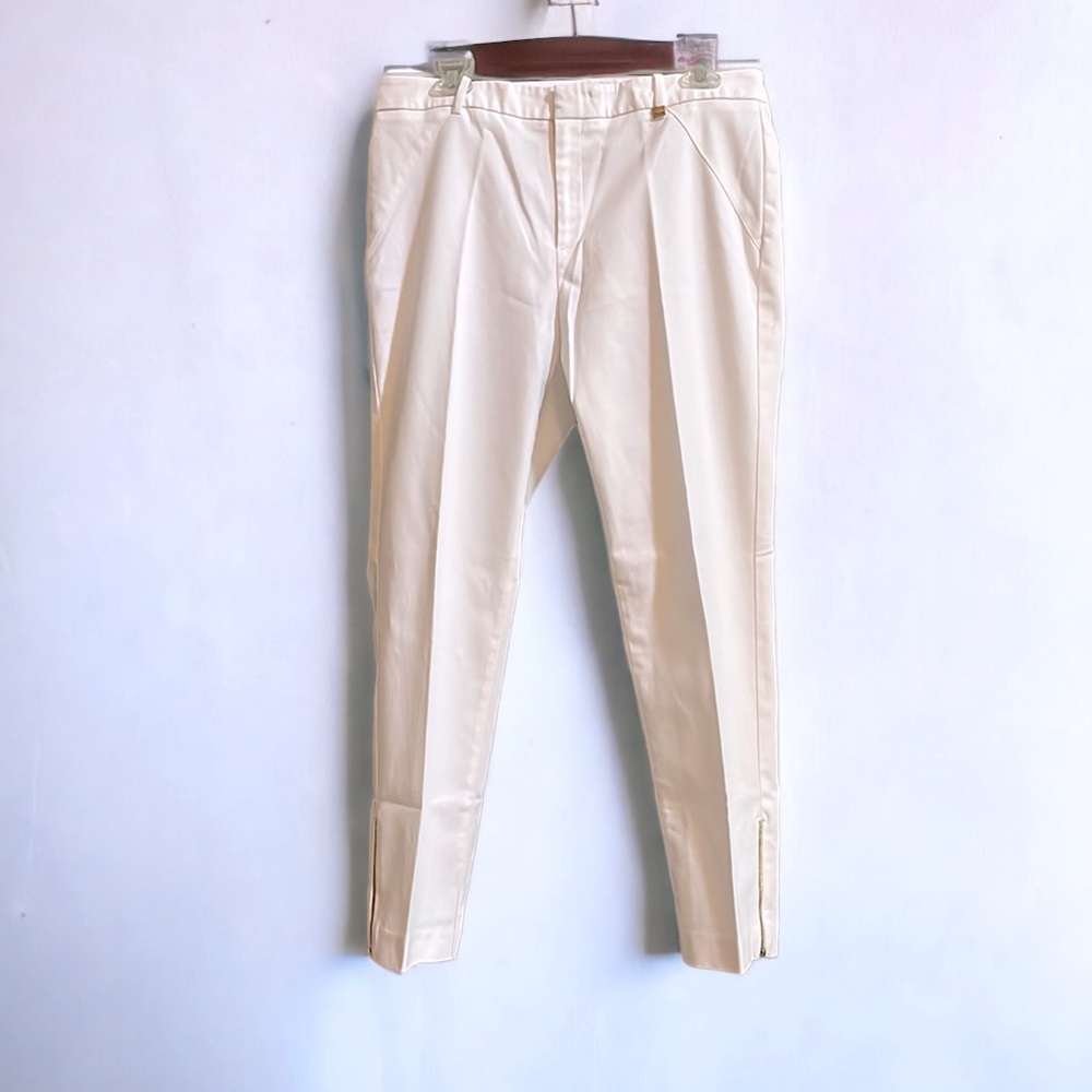 CALVIN KLEIN ZIPPERED DETAIL ANKLE PANTS WHITE SIZE 10